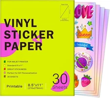 Holographic Printable Vinyl Sticker Paper for Inkjet 8.5" x 11", Holography 