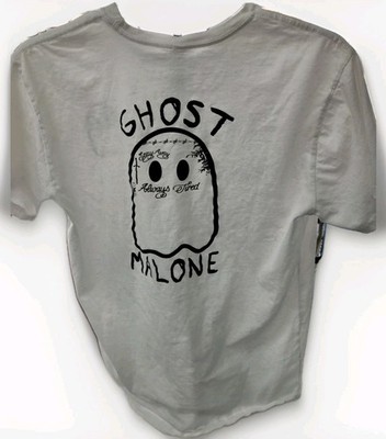 Post Malone Ghost ''Stay Away'' ''Always Tired'' Black & White Screen Print T-Shirt