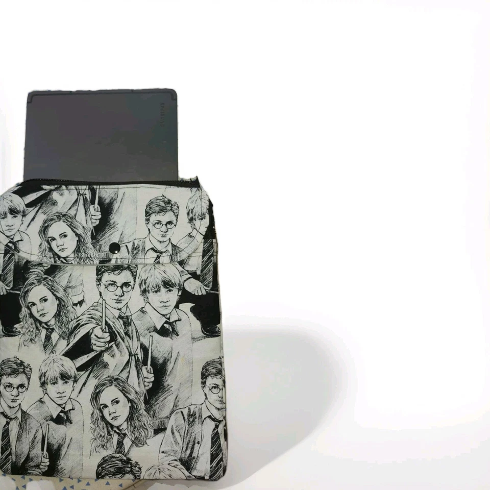 Harry Potter Line Art Tablet Ipad Cover Sleeve Zip Case pocket Black And White - Image 3 of 4