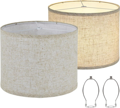 Set of 2 Drum Lamp Shade 13'' Top X 13'' Bottom X 10'' High (Spider) Oatmeal Warm C
