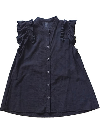 Amma Kedem Sasson Ruffle Embellished Mandarin Neck Blouse Women's  Sleeveless  M