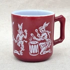 Vintage Hazel Atlas Children’s Milk Glass Mug Tex Hawk Cowboy Native American