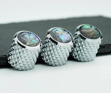 3pcs Knurled Metal Guitar Bass Knobs Abalone Top Fit Fender,Ibanez,Jackson,ESP