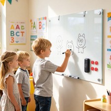 Magnetic Glass Board 36" x 24", Whiteboard for Office, Home and School
