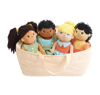 kaplan early learning company ethnic soft dolls set of 4 with soft carryin tote