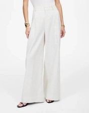 Madewell The Superwide-Leg Pants Womens 4 Ivory Pinstripe Pleated Trouser NU680