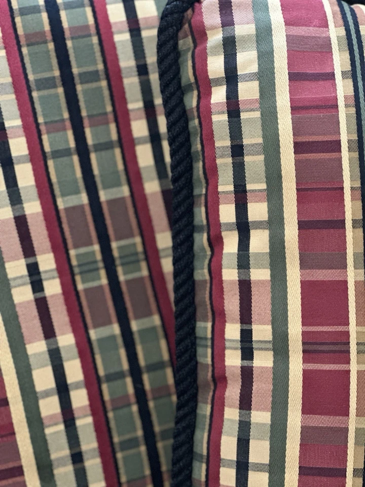 2 ( Pair) Custom Plaid Burgundy Green Black Red Tan Pillows Ralph Lauren Style - Image 3 of 4