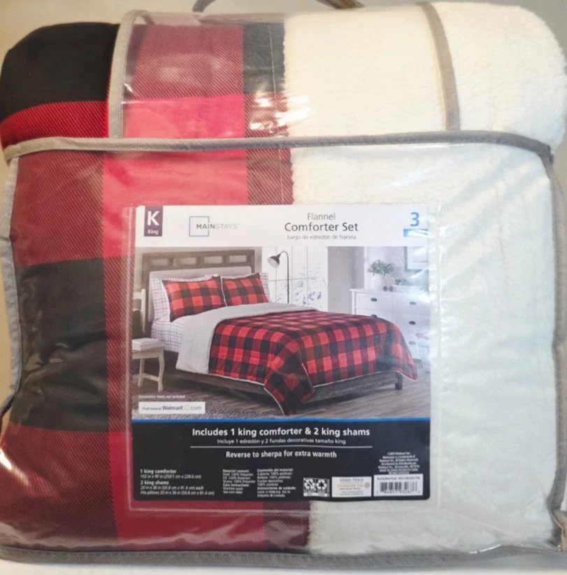 Edredón de franela Mainstays King reverso a Sherpa y 2 fundas 3 piezas nuevo Foto 2 de 4