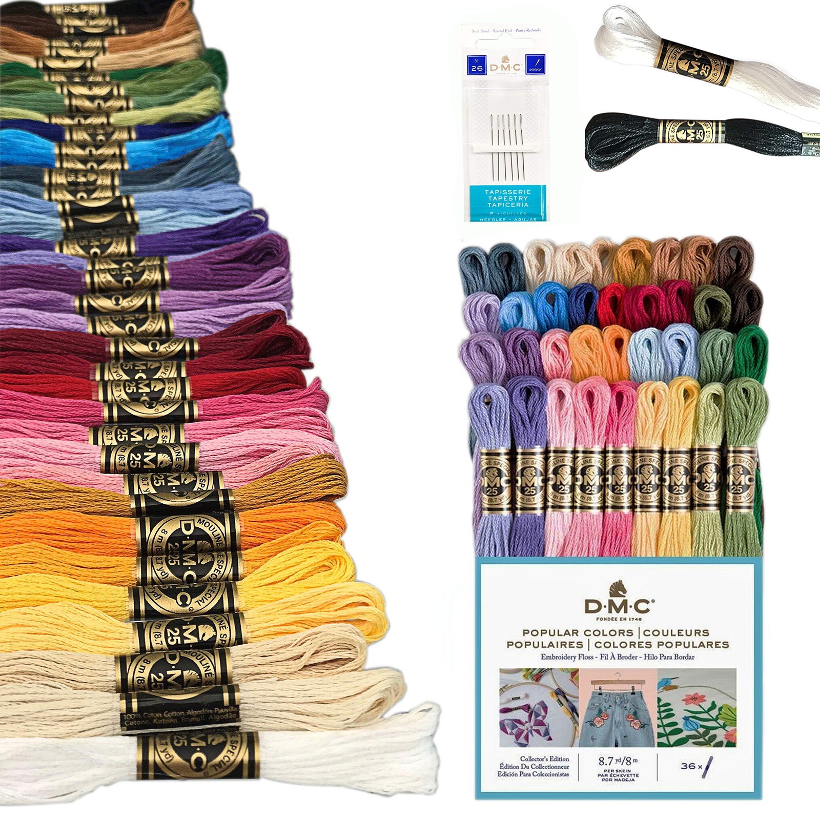 Floss Pack Popular Colors, Embroidery Thread Kit Include 36 