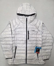 Columbia Titanium Arctic Crestline Down Jacket Women XL Hooded White