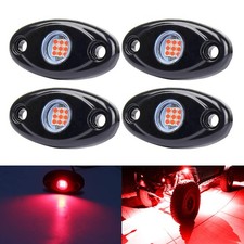 Auxmotec Red Led Rock Lights 4 Pods Neon 12V Waterproof Underglow Underbody Kit