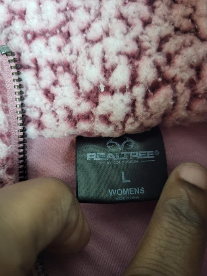 Realtree Fleece Hunting Vest Women Large Pink Full Zip Puffer Camo Edge Outdoor - Image 3 of 4