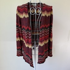 Pendleton Merino Wool Chevron open front Cardigan Sweater Boho Retro Sz LP