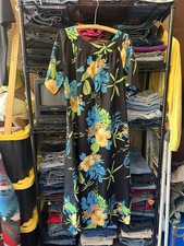 Vintage Hawaiian Island Fashions Muumuu Dress Black Floral Made in Hawaii USA M