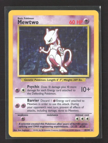 Pokemon 1999 Base Set Mewtwo #10/102