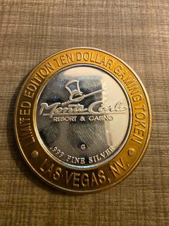 Monte Carlo Limited Edition Ten Dollar Gaming Token .999 Fine Silver Vintage