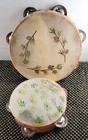 Set Of 2 Vintage Hand-Painted Tambourines 6" & 8"