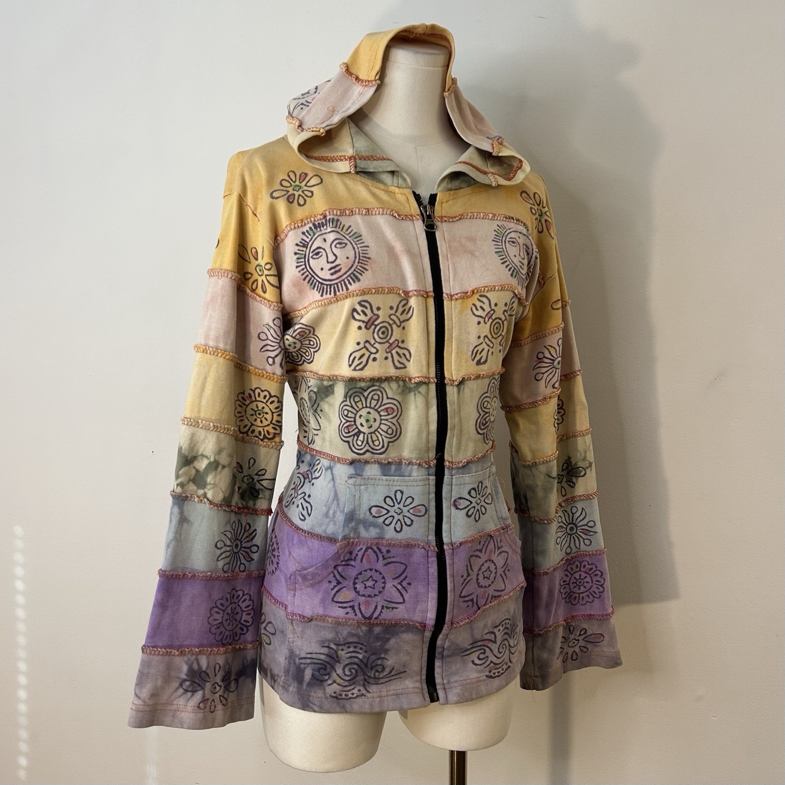 90s Y2K Celestial Patchwork Jacket Fairycore Grun… - image 1