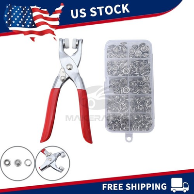 #ad 100 Set 9.5mm Metal Snap Buttons with Fastener Pliers Tool Kit Fits Sewing Craft $5.79