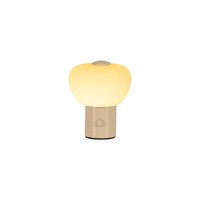 LED Akku Tischleuchte Glas Beige Weiß Pilzlampe H:9.5 Cm 2700 K Tischlampe BüRo