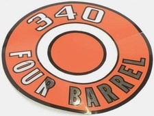 Orange 340 Four Barrel Air Cleaner Lid Decal For 1966-1970 Barracuda And Gtx Orange 340 Four Barrel Air Cleaner Lid Decal For 1966-1970 Barracuda And Gtx