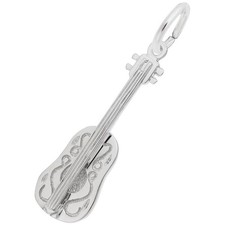 Sterling Silver Ukulele Charm - 29mm x 11mm
