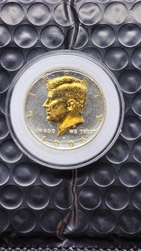 DANBURY MINT 1996 KENNEDY HALF DOLLAR, GOLD & SILVER