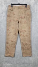 Vtg Lauren Ralph Lauren Pants Women's 12 Tan Equestrian Polo Club Oxford Print