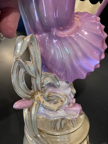 GILLET & BRIANCHON VIEUX PARIS FR IRIDESCENT PEARLWARE NAUTILUS VASES (2) - 1857 - Picture 7 of 12