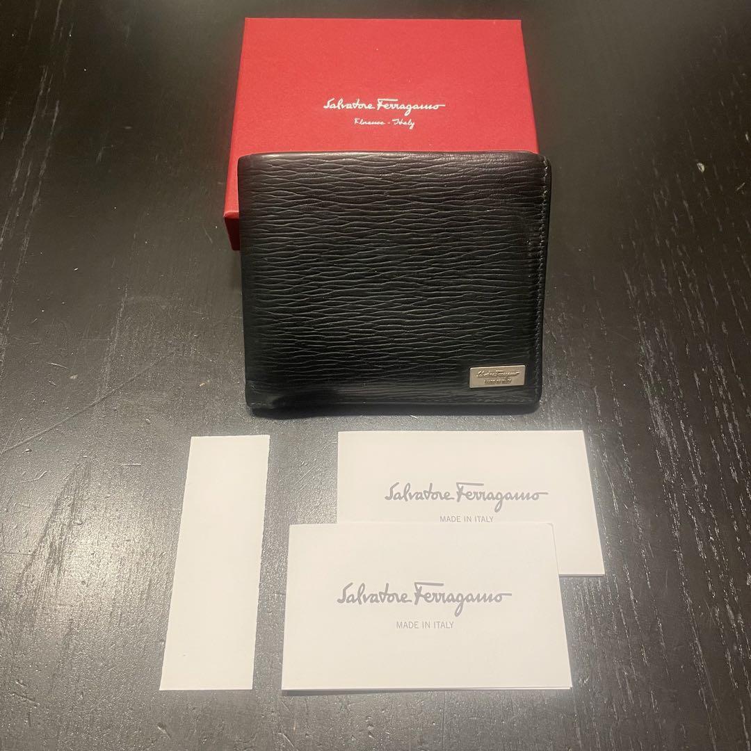 Salvatore Ferragamo Bifold Wallet With Box Black Red Leather