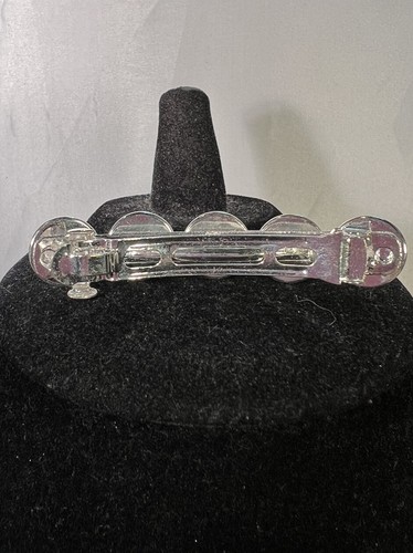 Pink Glass Cabochon Iridescent Glow Silver Tone Metal Hair Barrette Clip - Picture 2 of 3