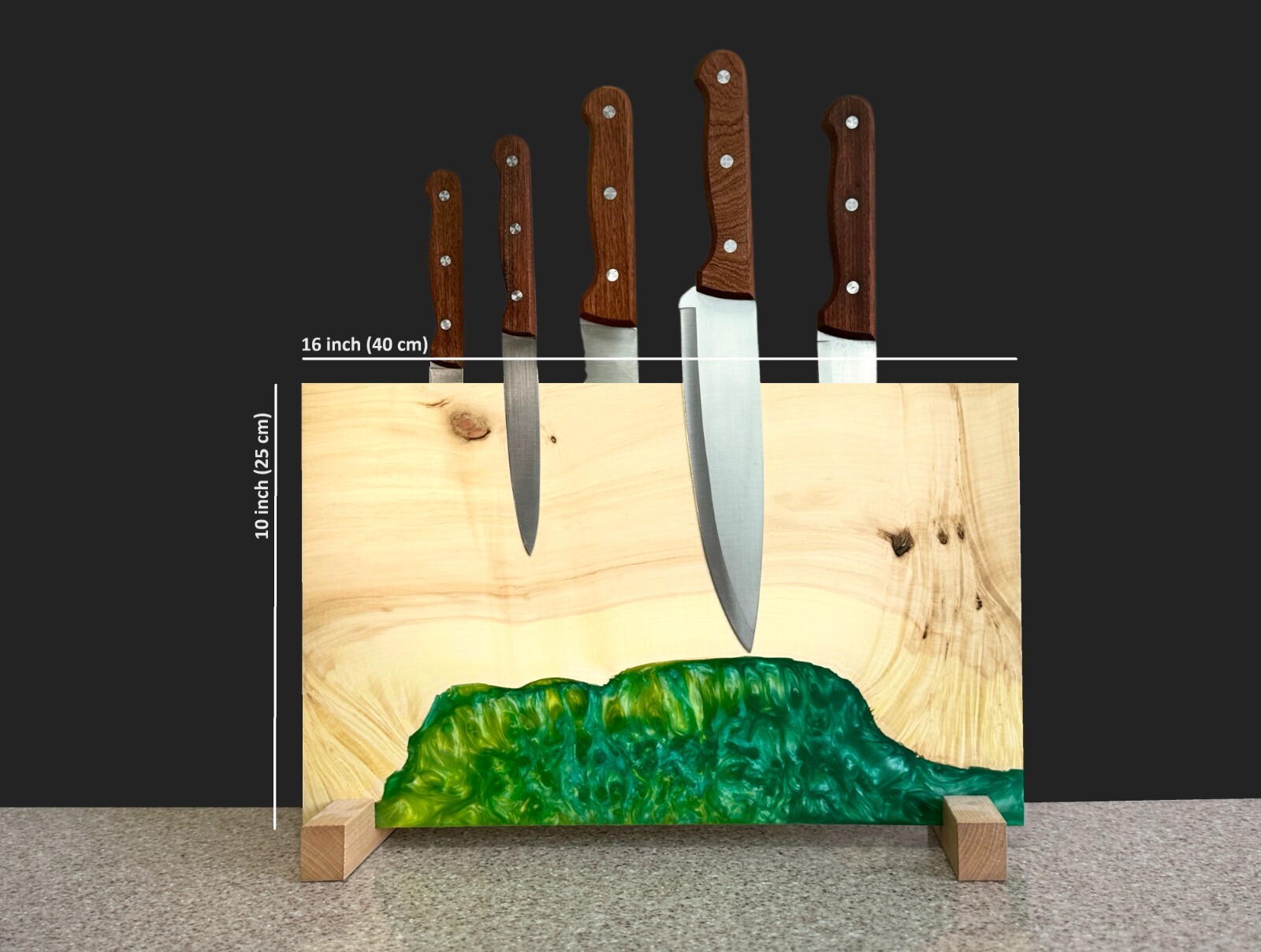 Double-Sided Magnetic Knife Rack – Stylish Epoxy Wood Block-image