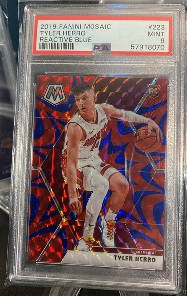 2019 Panini Mosaic Reactive Blue #223 Tyler Herro RC PSA 9