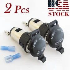 2pcs 12V 120W Car Cigarette Lighter Power Outlet Socket with Waterproof Cover US