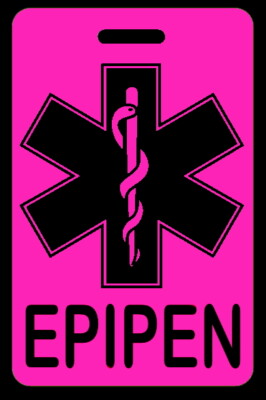 Personalized EPIPEN Hi-Viz Pink Luggage/Bag Tag