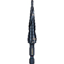 Klein Tools QRST01 Step Drill Bit, Double Spiral Flute, 1/8 to 1/2-Inch
