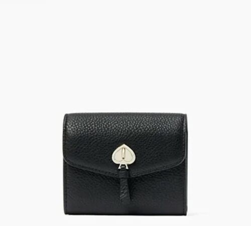 Kate Spade New York Wallet Marti Small Flap Pebbled Leather Black $159 - Zdjęcie 1 z 3