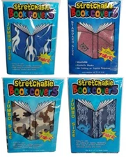 Lot of 4 Stretchable School Book Covers Stretch Fabric 3 Jumbo & 1 Standard New