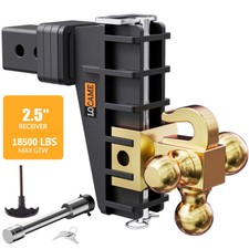 Trailer Hitch 2.5 Receiver 6 Drop Hitch Adjustable Tri-ball W Hook 18500 Lb