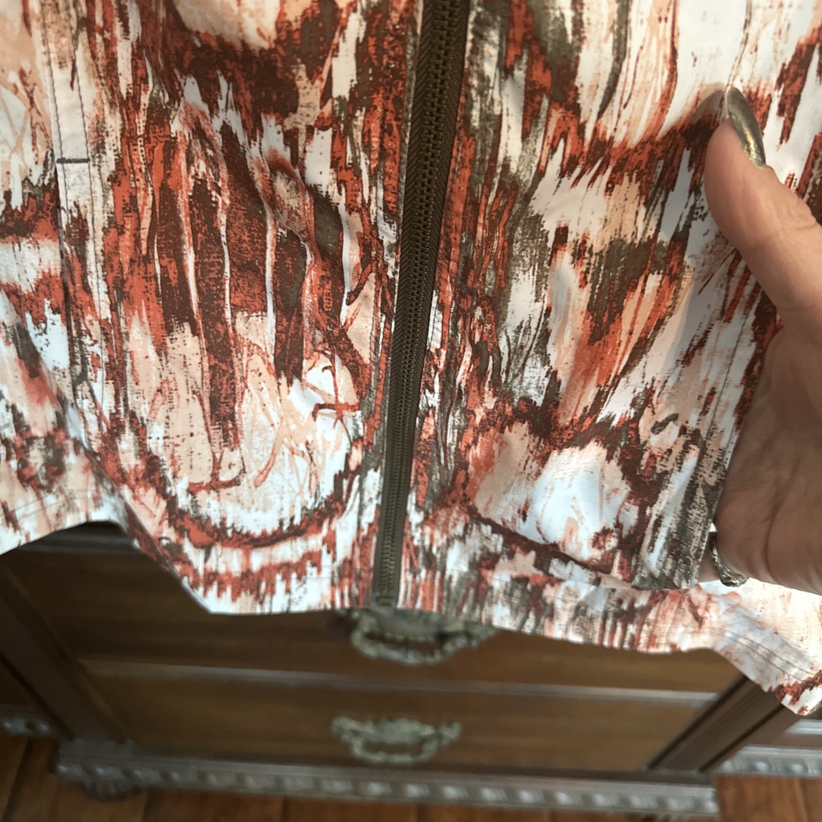 Chicos Weekends Size 1 Rust Patterned Sleeveless … - image 4