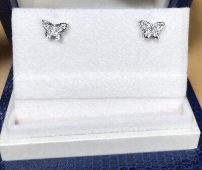 ORECCHINI IN ORO BIANCO 18KT E DIAMANTI CT 0,11 FARFALLA BAMBINA