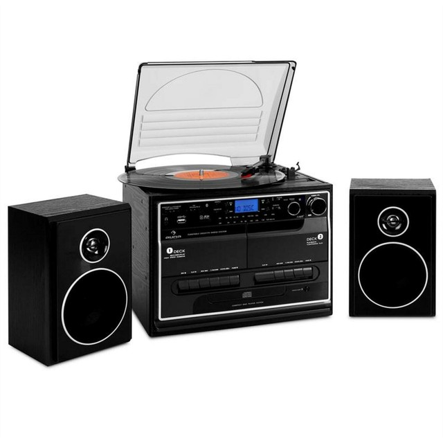 Auna HIFI CD Stereo System Turntable Record Player Dual Cassette FM Am Radio for sale online eBay