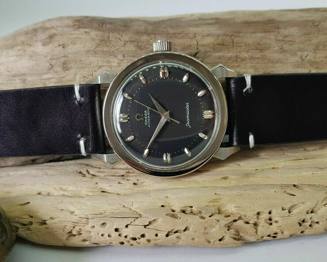 RARE 1958 OMEGA SEAMASTER BLACK DIAL FANCY LUGS AUTO CAL:501 MAN'S WATCH