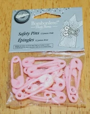 Wilton ~ 12 PC. CAKE DECORATIONS - PINK SAFETY PINS - PARTY FAVORS #1103-18