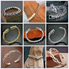 Men's Norse Viking Stainless Steel Bracelet Dragon Wolf Charms Open Cuff Bracele