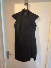 Karen Millen Womens Chinese inspired formal cocktail dress Black Jaqaurd Size 8