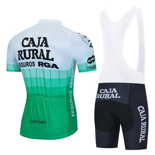 Men 2025 Cycling Jersey Bib Shorts Set Green White Short Sleeve Riding Shirt - Picture 17 of 18
