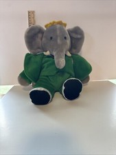 BABAR the Elephant King 1988 Plush Toy Vintage 12" by GUND Green Doll