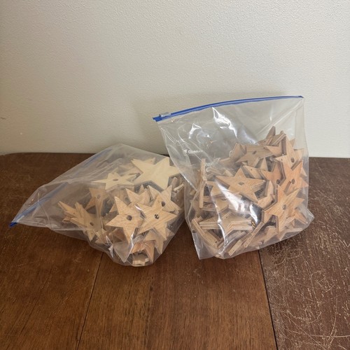 Bundle LOT 2.5 lbs Wooden Stars Various Sizes Arts & Crafts Event Decor