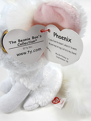 Ty Beanie Boos PHOENIX White Fennec Fox with Glitter Eyes 6